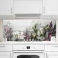 Spritzschutz Glas - Tulpen-Rose Shabby Holzoptik - Panorama Quer Größe HxB: 40cm x 100cm