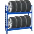 Proregal Reifenregal Tiger HxBxT 100x110x35cm 150kg Fachlast bis zu 8 Reifen auf 2 Ebenen Blau - Blau