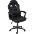 Neuwertig] Bürostuhl HHG 063, Schreibtischstuhl Drehstuhl Racing-Chair Gaming-Chair, Kunstleder schwarz - black