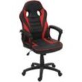 Neuwertig] Bürostuhl HHG 063, Schreibtischstuhl Drehstuhl Racing-Chair Gaming-Chair, Kunstleder schwarz/rot - red