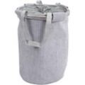 Neuwertig] Wäschesammler HHG 750, Laundry Wäschekorb Wäschesack Wäschebehälter mit Kordelzug, Henkel 55x39cm 65l cord grau - grey