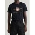 Gant T-Shirt D2. ARCHIVE SHIELD SS T-SHIRT mit großem Markenlogo-Aufdruck, schwarz