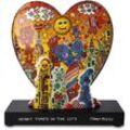 Sammelfigur GOEBEL "Figur James Rizzi - "Heart times in the City"" Dekofiguren Gr. B/H/T: 21 cm x 23 cm x 9 cm, Herz, bunt Sammlerfiguren