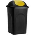Mülleimer mit Schwingdeckel 60L Abfalleimer Geruchsarm Küche Bad Biomüll Gelber Sack Kunststoff Mülltrennung schwarz/gelb - Stefanplast