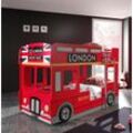 VIPACK - Autobett London Bus, Liegefläche 90 x 200 cm, rot lackiert