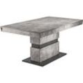 Esszimmertisch matthew /Küchen-Tisch 140 cm mit Auszugsfunktion auf 195 cm /Auszugstisch Light Atelier Beton-Optik grau /Esstisch ausziehbar mit