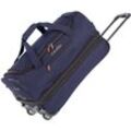 travelite Reisetasche Basics, 55 cm, marine/orange, Duffle Bag Sporttasche mit Trolleyfunktion und Volumenerweiterung, blau|orange