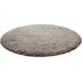 Hochflor-Teppich Matteo HL-0961, Homie Living, rund, Höhe: 50 mm, nachhaltig aus 100% recyceltem PET, Langflor, Shaggy, Wohnzimmer, beige|braun