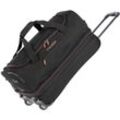 travelite Reisetasche Basics, 55 cm, Duffle Bag Sporttasche mit Trolleyfunktion und Volumenerweiterung, blau|schwarz