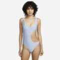 Nike Swim einteiliger Badeanzug mit Ausschnitt für Damen - Blau