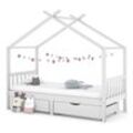 vidaXL Kinderbett Kinderbett mit Schubladen Weiß Massivholz Kiefer 90x200 cm