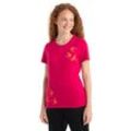 Icebreaker Merino Central Classic T-Shirt Swarming Shapes - Frau - Electron Pink - Größe S