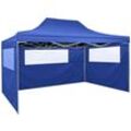 Faltzelt Faltpavillon Pavillon Faltbar für Camping/Markt/Festival mit 3 Wänden 3 x 4,5 m Blau XDGN298323 Maisonchic