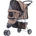 PawHut Hundewagen Hundebuggy Buggy Hunde Katzen mehrfarbig (Kaffeebraun) - Kaffeebraun+Silber