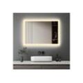 WDWRITTI Badspiegel Spiegel Bad mit beleuchtung 80x60 Led Touch Wandschalter mit ohne Uhr (Wandspiegel Speicherfunktion