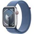 Apple Watch Series 9 GPS + Cellular 45mm Aluminium One-Size Smartwatch (4,5 cm/1,77 Zoll, Watch OS 10), Sport Loop, silberfarben