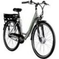 Zündapp E-Bike City Z502/700c Damen Retro Hollandrad 28 Zoll RH 48cm 7-Gang 468 Wh grau grün