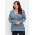 Große Größen: Pullover mit Kaschmir, in leichter A-Linie, himmelblau meliert, Gr.48/50