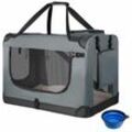 Juskys Hundetransportbox Lassie S (grau) faltbar - 34 x 50 x 36 cm - Hundetasche mit Decke, Tasche & Griffen – Stoff Transportbox für Hunde