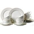 Ritzenhoff & Breker Kaffeeservice Geschirr-Set, Service ISABELLA (18-tlg), 6 Personen, Porzellan, extravagantes Design, 18 Teile, für 6 Personen, beige|weiß