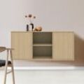 Hammel Furniture Sideboard Mistral, Hochwertig Schrank, hängend/stehend montierbar, mit zwei Türen, B: 133 cm, anpassungsbar Designmöbel, braun|weiß