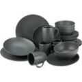 CreaTable Kombiservice Geschirr-Set Soft Touch Black (20-tlg), 4 Personen, Steinzeug, Service, schwarz, seidenmatte Glasur, 20 Teile, für 4 Personen, schwarz