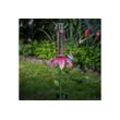 MARELIDA LED Solarleuchte LED Solar Regenmesser Schmetterling rosa Blume Gartenstecker 84cm