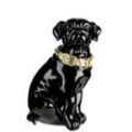 Casa Padrino Dekofigur Casa Padrino Dekofigur Hund mit Halsband Schwarz glänzend / Gold 11 x 10 x H. 16 cm