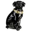 Casa Padrino Dekofigur Casa Padrino Dekofigur Hund mit Halsband Schwarz glänzend / Gold 16 x 15 x H. 26 cm