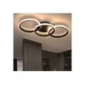 Nettlife LED Deckenleuchte Wohnzimmer Schwarz Deckenlampe Modern mit 3 Metall Ringe 3000K