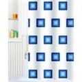 osoltus Badaccessoires-Sets Duschvorhang Textil 180 x 200 mit Ringen Karo hell blau