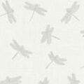 Tier Tapete mit Libelle | Vintage Vliestapete in Weiß Grau ideal für Schlafzimmer und Wohnzimmer | Libellen Wandtapete mit Vinyl - Grau