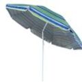 ELLUG Sonnenschirm gestreifter Sonnenschirm Marktschirm Sonnenschutz UV-Schutz UPF 50+ 180cm aus Stahl mit Kippfunktion höhenverstellbar Strandschirm Balkonschirm Gartenschirm