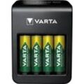 VARTA VARTA LCD Plug Charger+ 4x AA Accus Batterie-Ladegerät (2100 mA, Set, 5-tlg), schwarz
