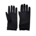 Family Trends Abendhandschuhe Satin Damen Handschuhe kurz mit Raffung dehnbar im Satin-Look, schwarz