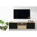 Hammel Furniture TV-Board Mistral Fernsehschrank, Medienmöbel, Hängend, mit Türen mit Akustikstoff, Kabeldurchführung, Lowboard, B: 161,5 cm, braun|weiß