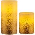 Pauleen LED Dekolicht LED-Kerze Golden Glitter, 2er Set, Wachskerze, mit Timer, elfenbein/Glitzer gold, goldfarben|weiß