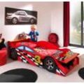 Vipack Kinderbett, Autobett, Rennwagenbett mit Lattenrost, rot