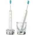 Philips Sonicare Elektrische Zahnbürste HX9914/55, Aufsteckbürsten: 2 St., DiamondClean Premium Schallzahnbürste, Doppelpack inkl. Ladeglas, weiß