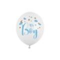 partydeco Luftballon, Luftballons mit Aufschrift It's a Boy 30cm weiß blau gold 6er Set