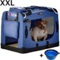 Hundetransportbox faltbar Katzentransportbox Transportbox Autobox Hundebox Box versch. Größen Farbwahl xxl - Navy Blau - Cadoca