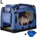 Hundetransportbox faltbar Katzentransportbox Transportbox Autobox Hundebox Box versch. Größen Farbwahl l - Navy Blau - Cadoca