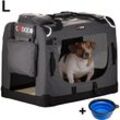 CADOCA® Hundetransportbox faltbar Katzentransportbox Transportbox Autobox Hundebox Box versch. Größen Farbwahl L - Anthrazit