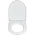 Wenko - WC-Sitz Exclusive Nr. 6, aus antibakteriellem Duroplast, mit Absenkautomatik, Weiß, Duroplast weiß , Edelstahl rostfrei silber matt - weiß