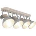 Retro Decken Lampe Holz silber Spot Strahler Leiste Leuchte verstellbar Ess Zimmer Beleuchtung 2729NI