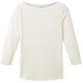 TOM TAILOR Damen 3/4 Arm Shirt mit Bio-Baumwolle, weiß, Uni, Gr. L