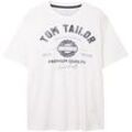 TOM TAILOR Herren Plus - T-Shirt mit Logo Print, weiß, Logo Print, Gr. 5XL