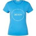 TOM TAILOR DENIM Damen T-Shirt mit Logo Print, blau, Logo Print, Gr. XS
