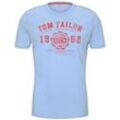 TOM TAILOR Herren T-Shirt mit Logo-Print, blau, Gr. S