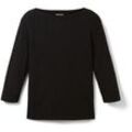 TOM TAILOR Damen 3/4 Arm Shirt mit Bio-Baumwolle, schwarz, Uni, Gr. M
